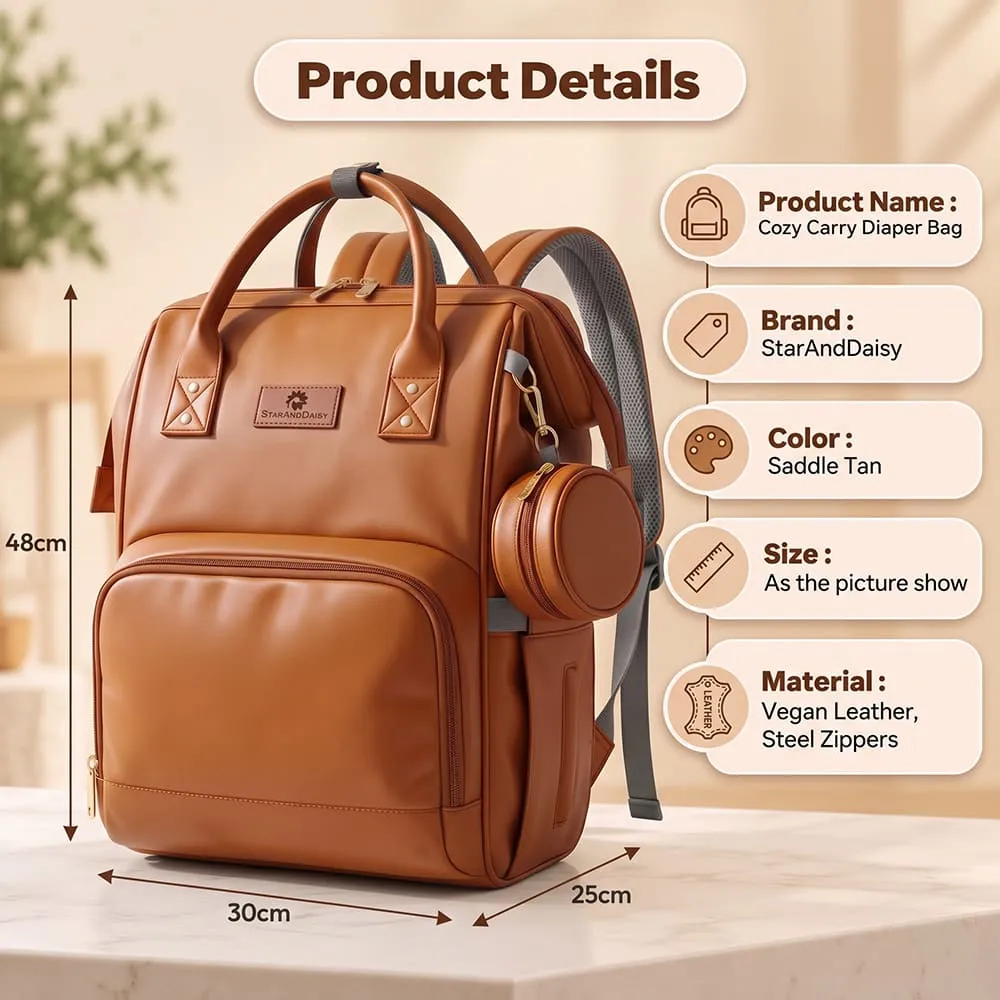 details and dimension of Cozy carry bag brown