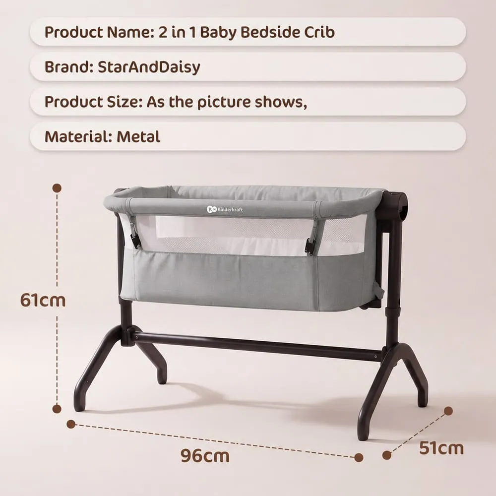 details and dimension of kinderkraft baby cradle grey