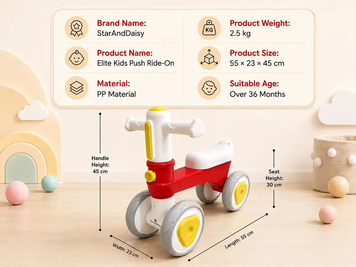 Push Ride On Bike for Kids, 4 Wheel Toy Mini Bike for Baby