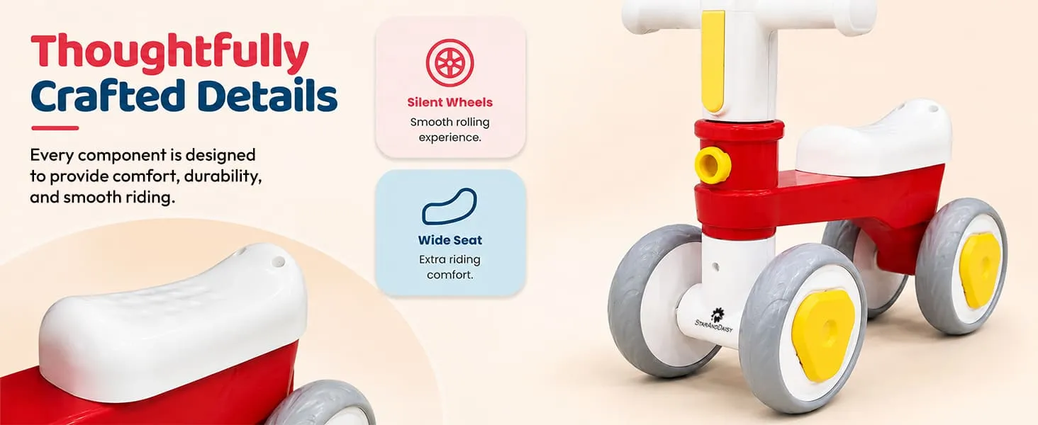 Push Ride On Bike for Kids, 4 Wheel Toy Mini Bike for Baby