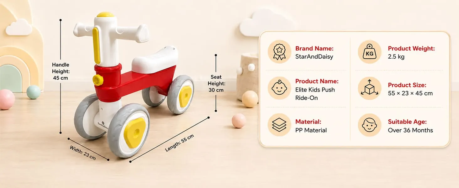 Push Ride On Bike for Kids, 4 Wheel Toy Mini Bike for Baby