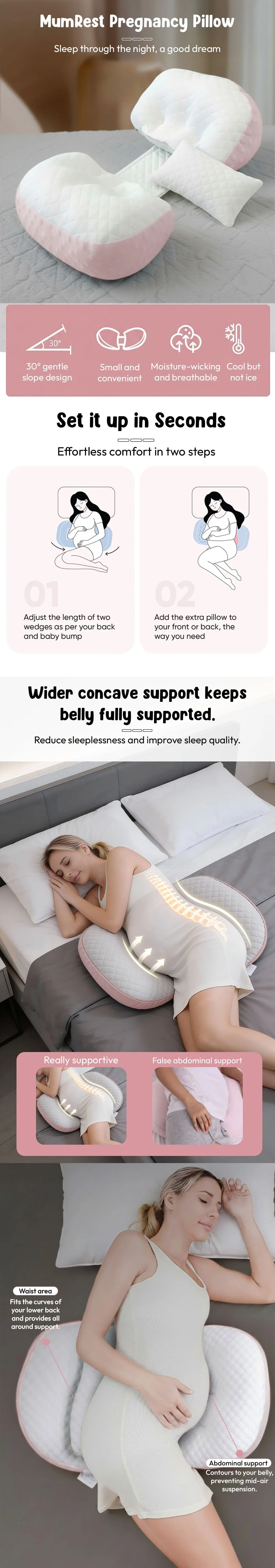 Mumrest Pregnancy Pillow Pink