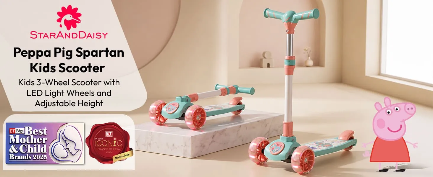 Peppa Pig Spartan Kids Scooter with LED Light Wheels