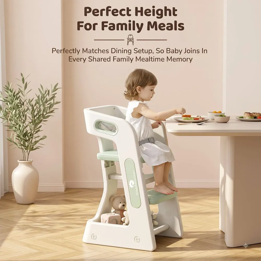 perfect height Grownest Adjustable Dining chair green