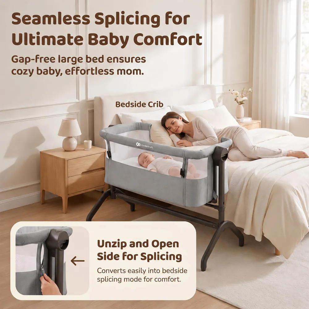 seemless splicing for ultimate baby comfort kinderkraft baby cradle grey