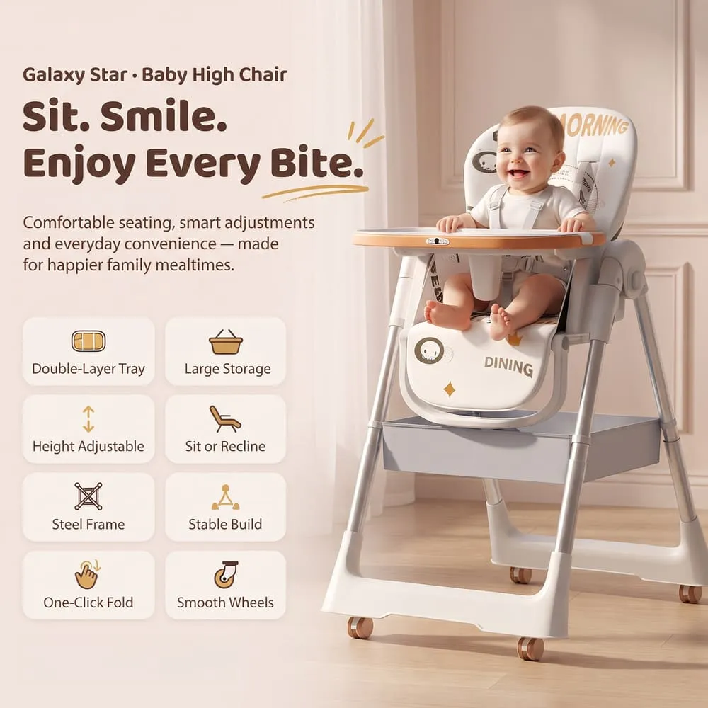 sit smile and enjoy with Galaxy High Chair orange