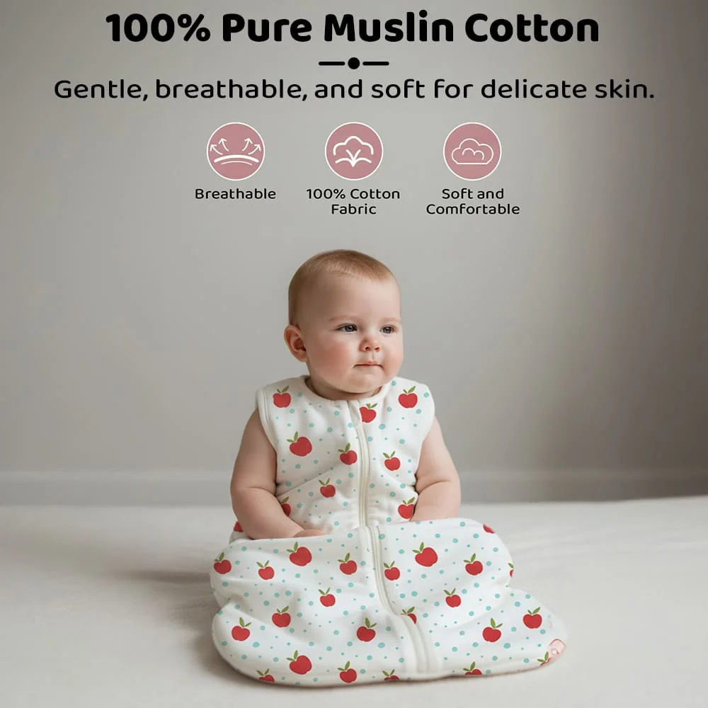 sleeping sack apple print