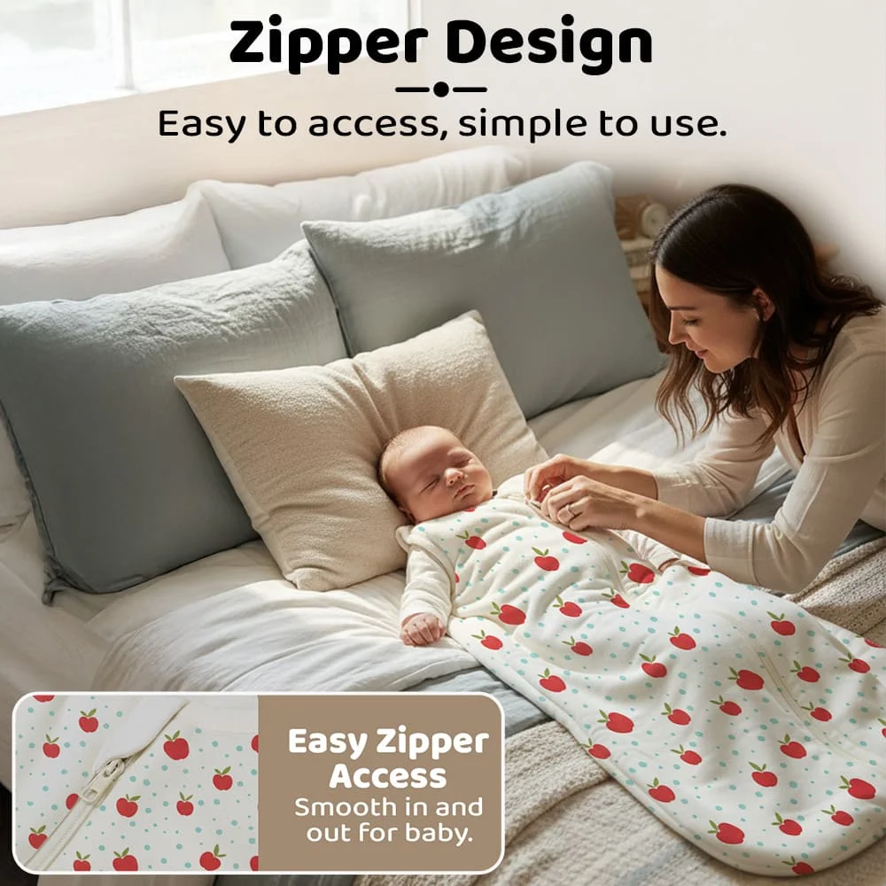 sleeping sack apple print