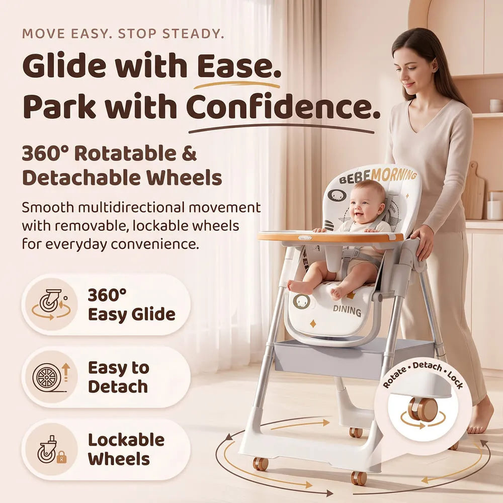 slide with ease Galaxy High Chair orange