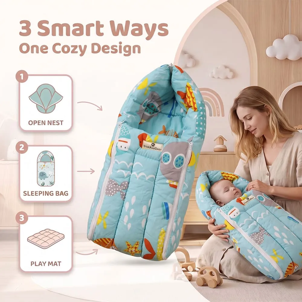 smart way baby sleeping bag aqua print