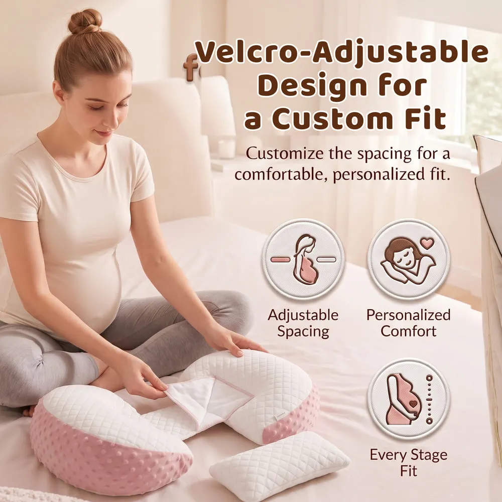 velcro adjustable Maternity pillow pink