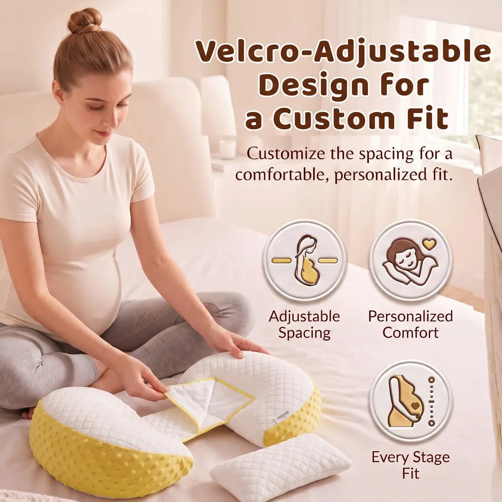 velcro adjustable Maternity pillow yellow