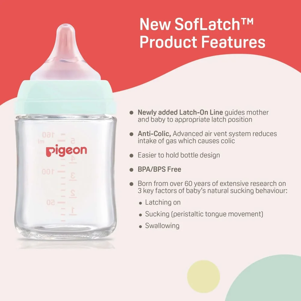 Glass Nursing Bottle with Softlatch Nipple