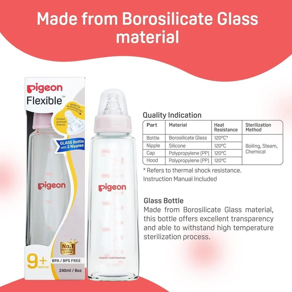 Glass Feeding Bottle pink