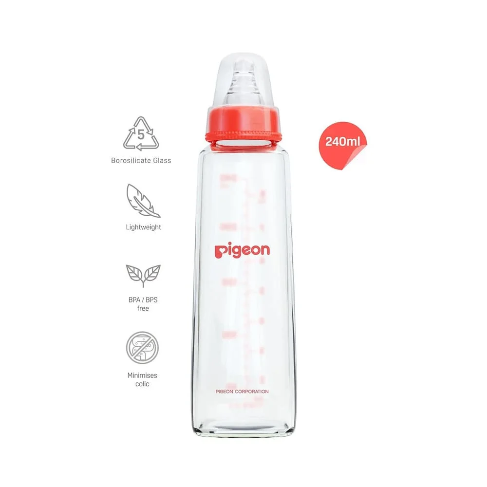 Glass Feeding Bottle red