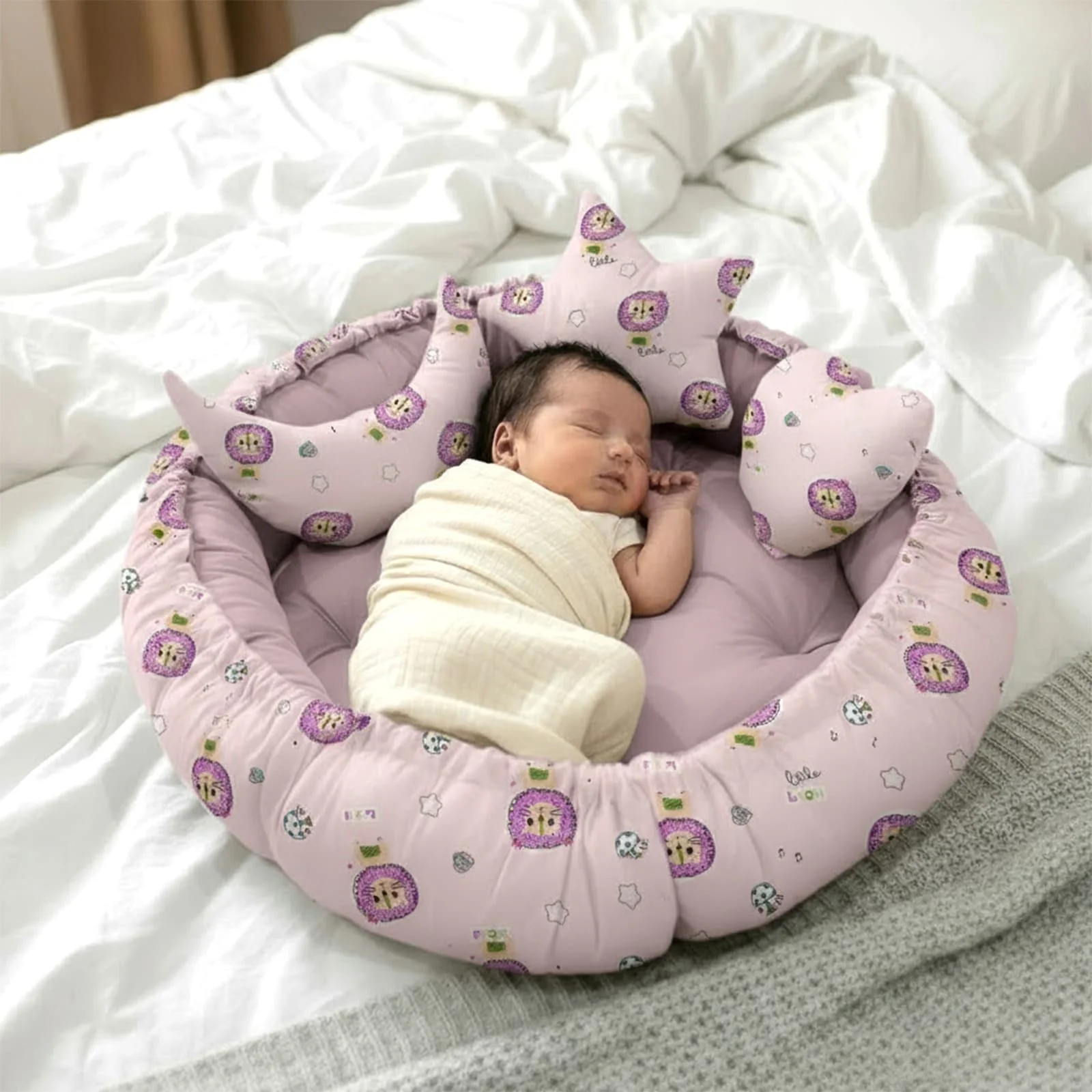 baby bed round shape pink