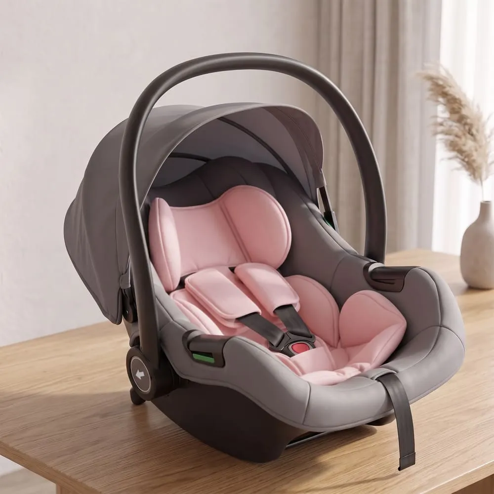 StarAndDaisy Baby Carry Cot/Car Seat with 3-Point Safety Belt, Canopy and Cloud Fabric Comfort – Pink