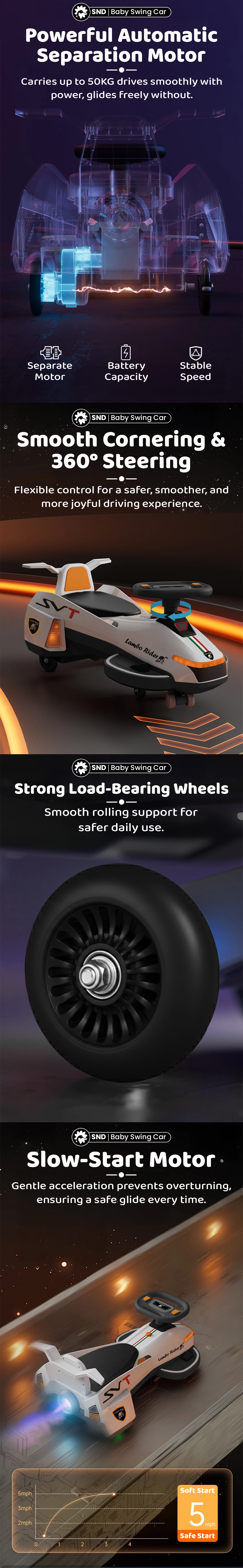 Swing Car with Accelerator for Kids