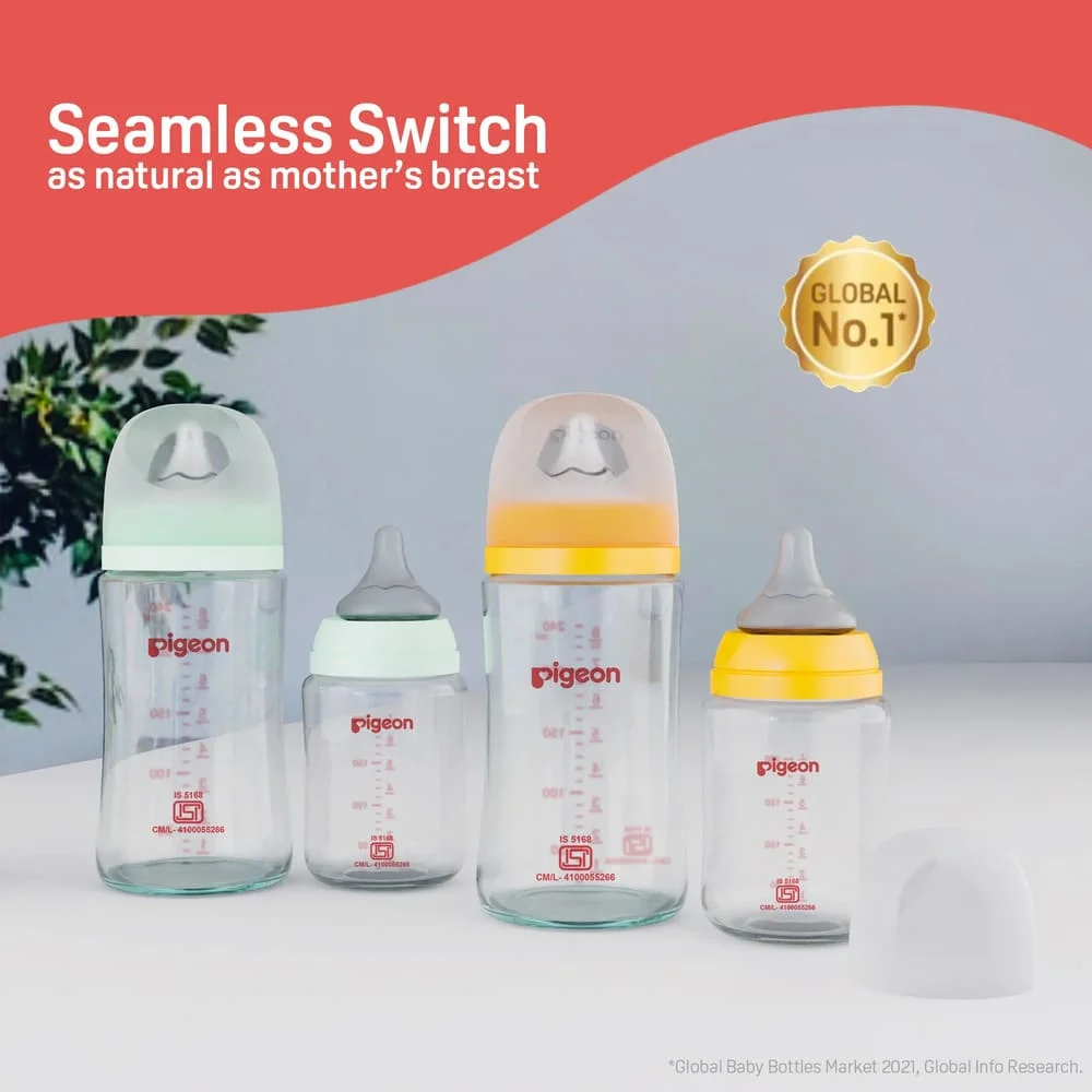 Glass Nursing Bottle with Softlatch Nipple 240ml