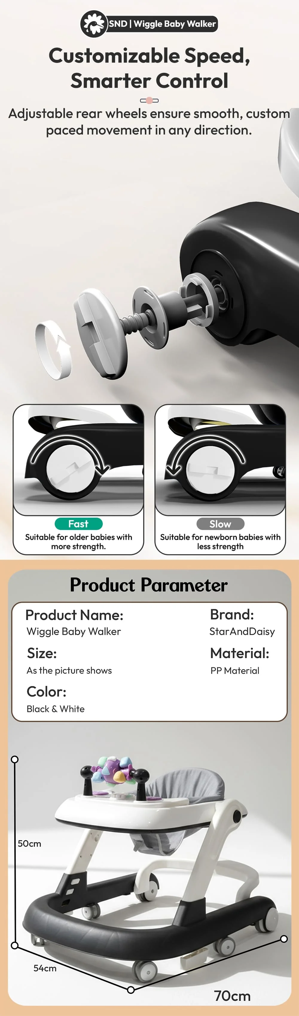 Wiggle Baby Walker Black