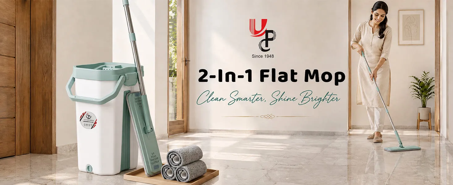 UPC Hands-Free Microfiber Flat Mop 360° Flexible Cleaning Mop