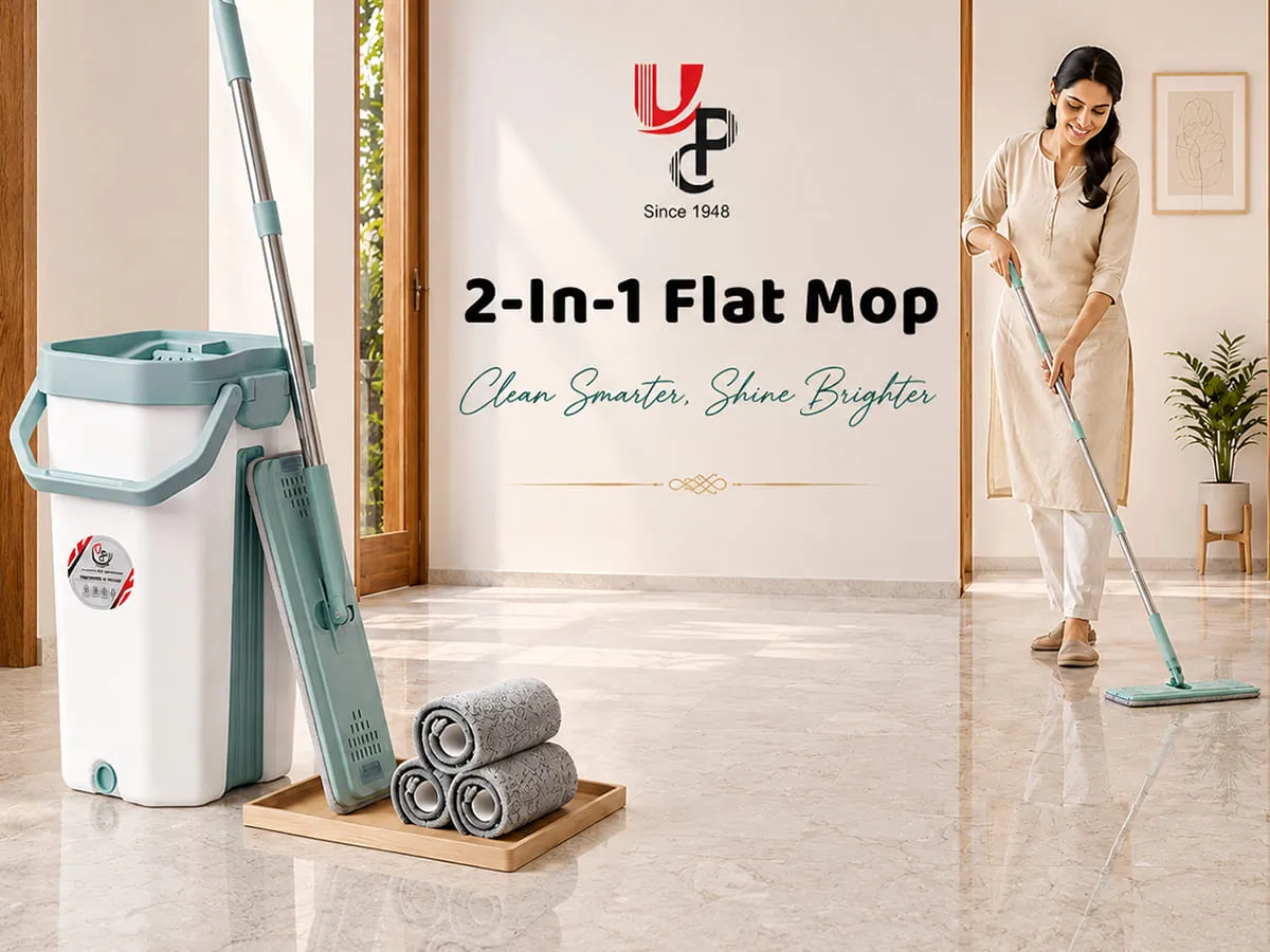 UPC Hands-Free Microfiber Flat Mop 360° Flexible Cleaning Mop
