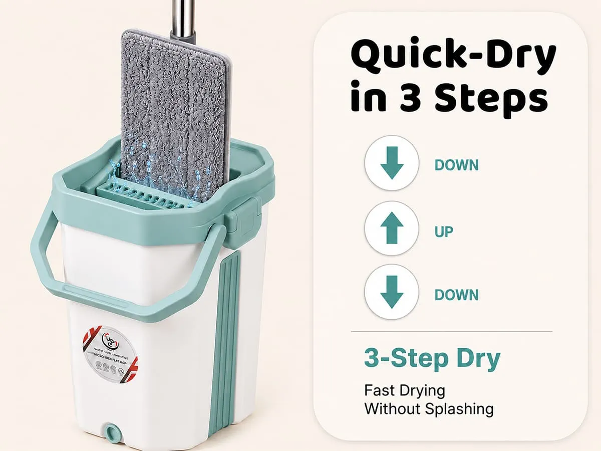 UPC Hands-Free Microfiber Flat Mop 360° Flexible Cleaning Mop