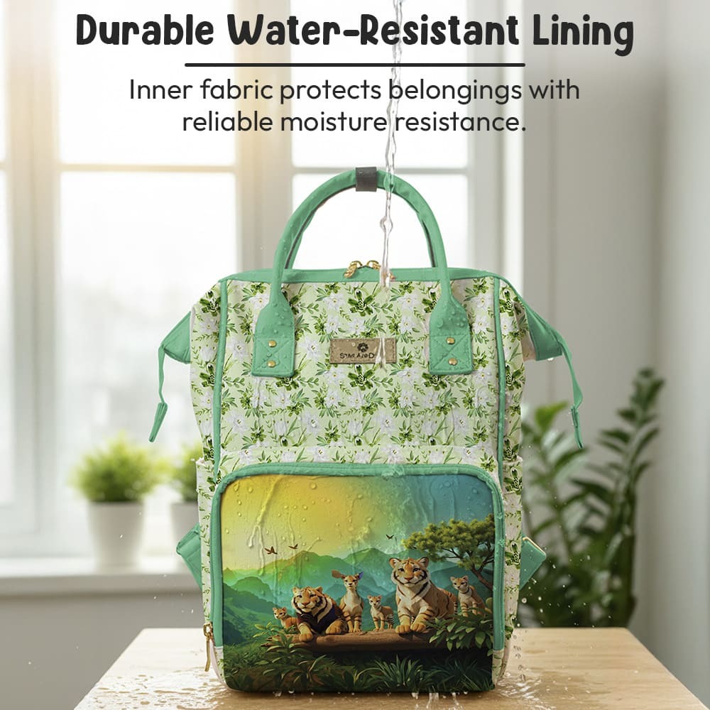 Diaper bag water resistant lion print