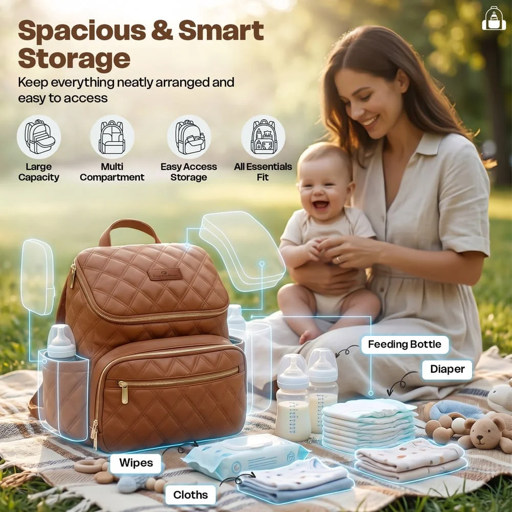 Litttle luxe diaper bag brown