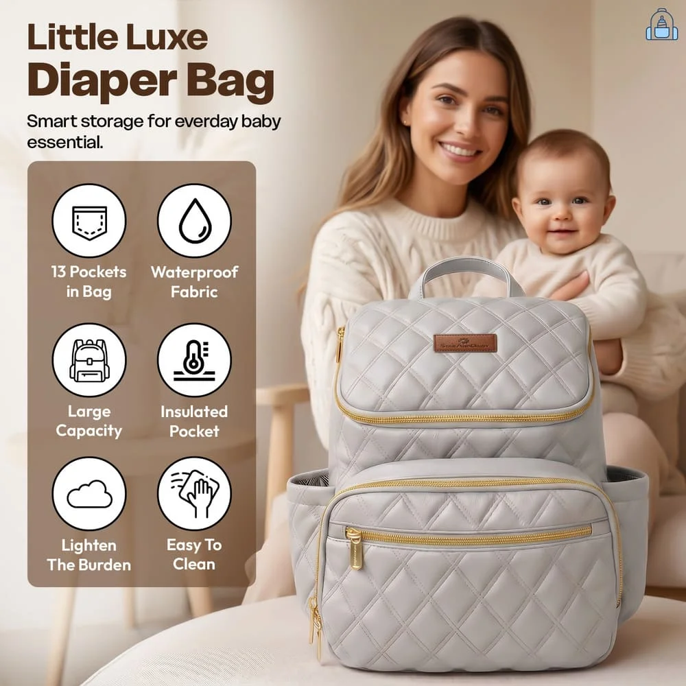 Little Luxe Diaper Bag grey