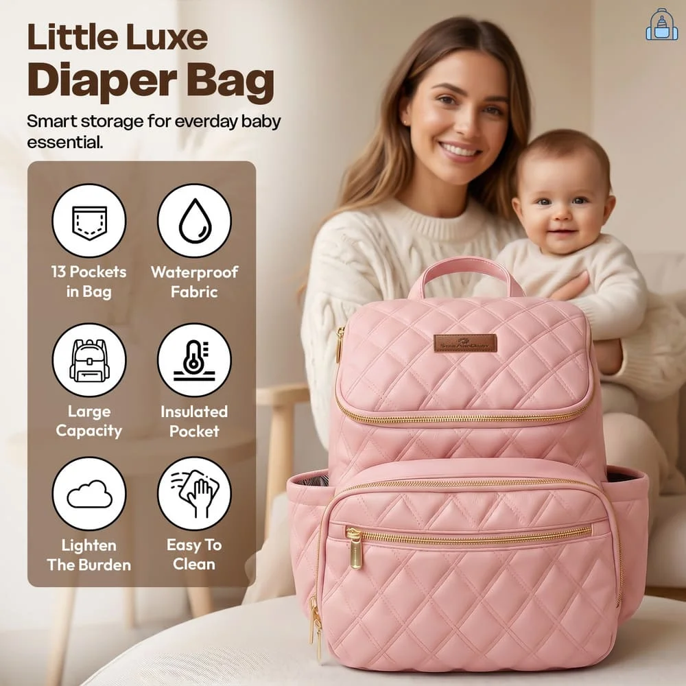 Litttle luxe diaper bag pink