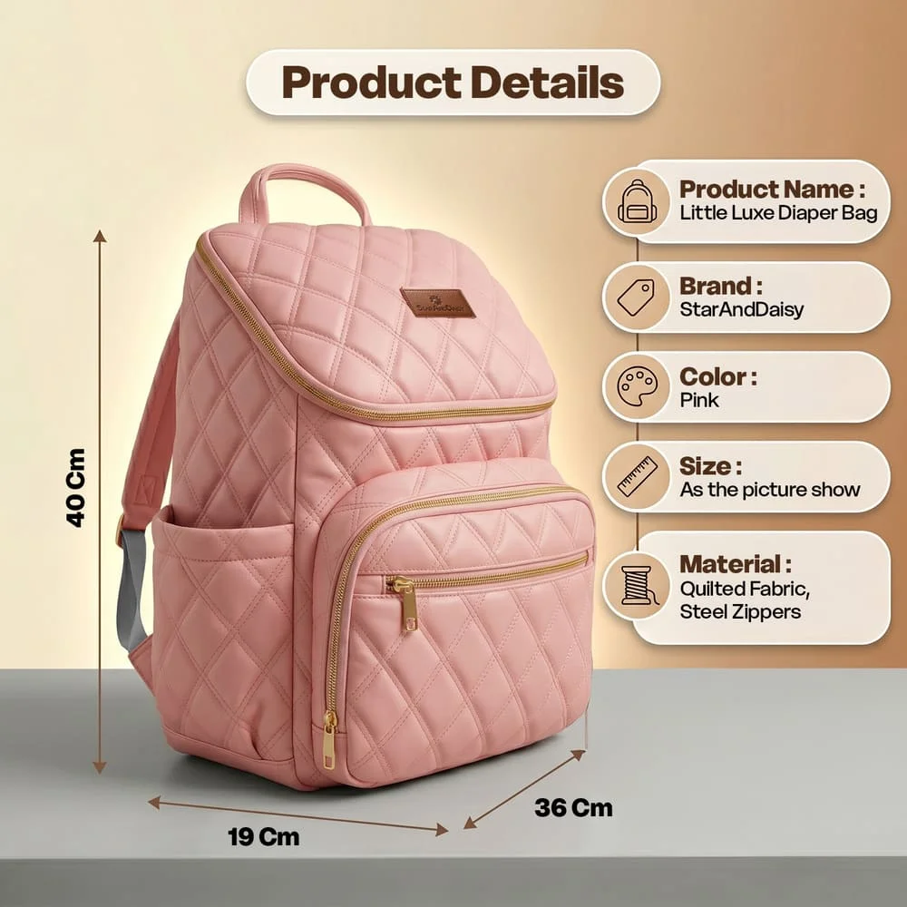 Litttle luxe diaper bag pink