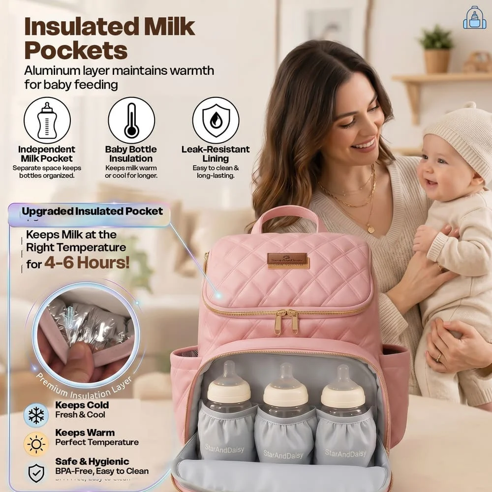 Litttle luxe diaper bag pink