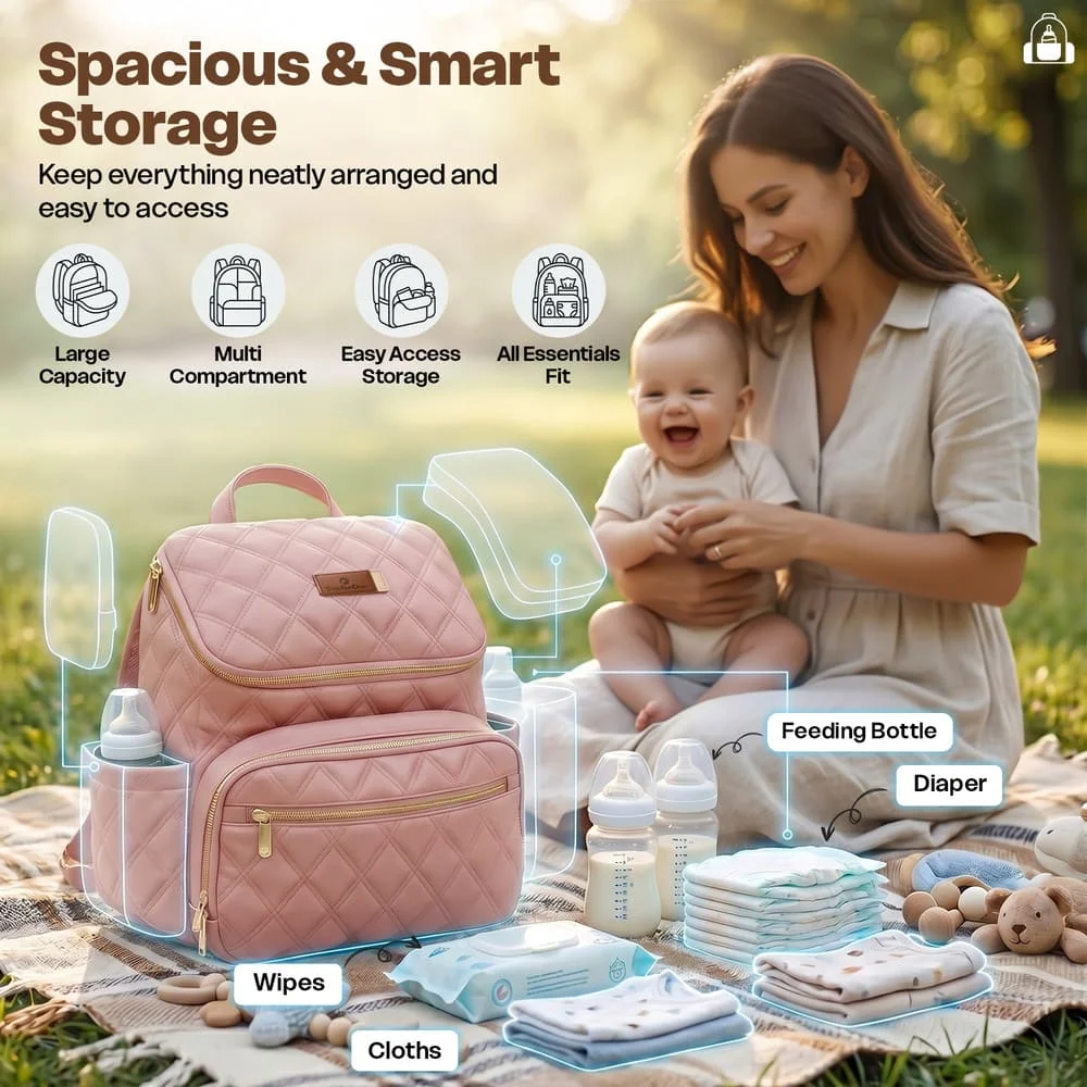 Litttle luxe diaper bag pink