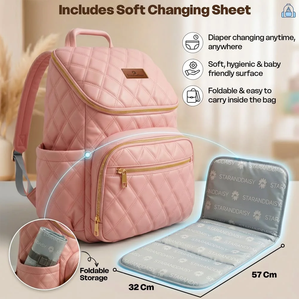 Litttle luxe diaper bag pink