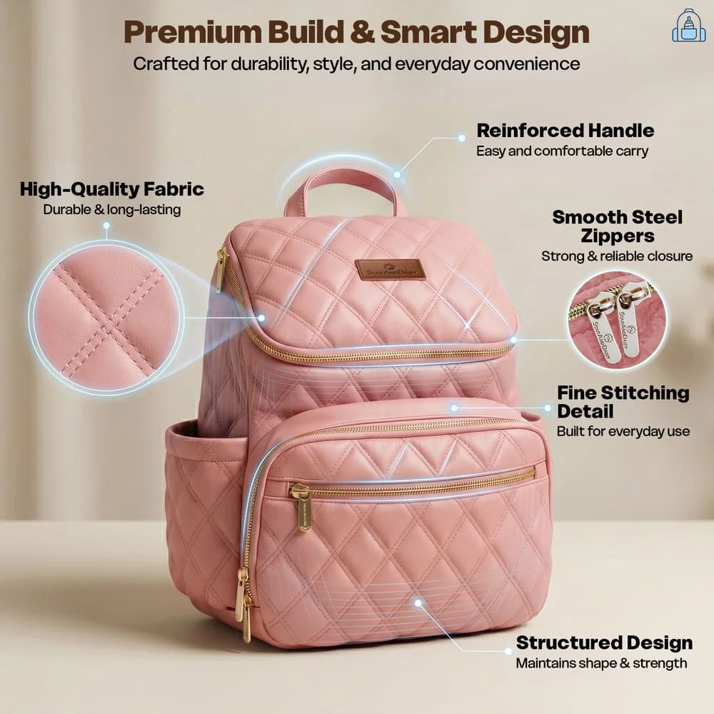 Litttle luxe diaper bag pink