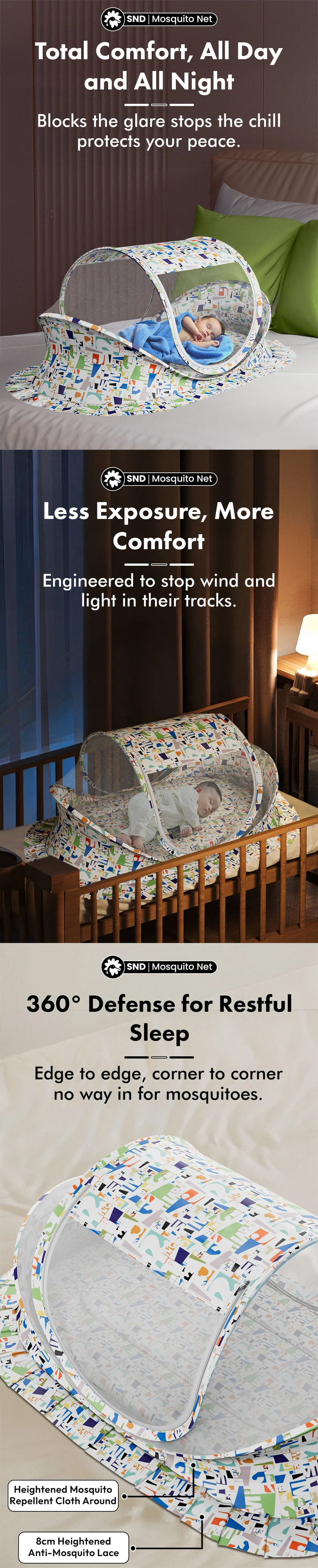 Mosquito net alphabet print