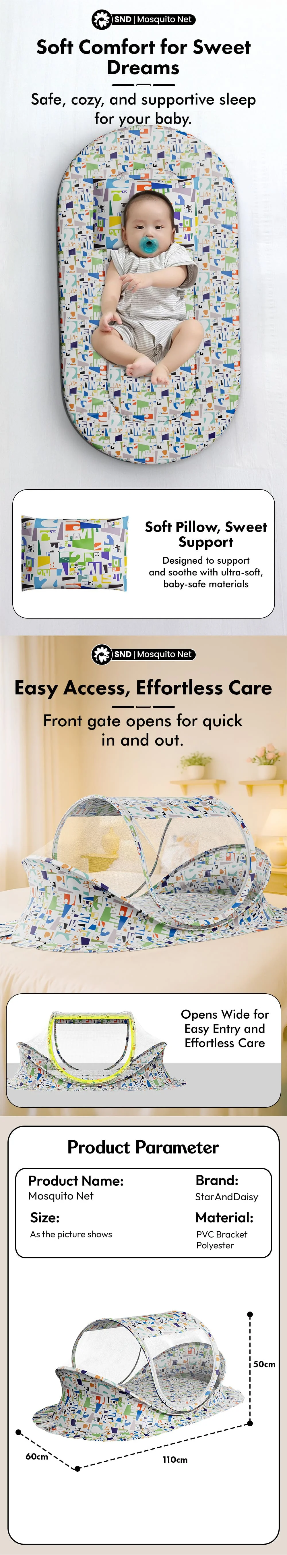 Mosquito net alphabet print