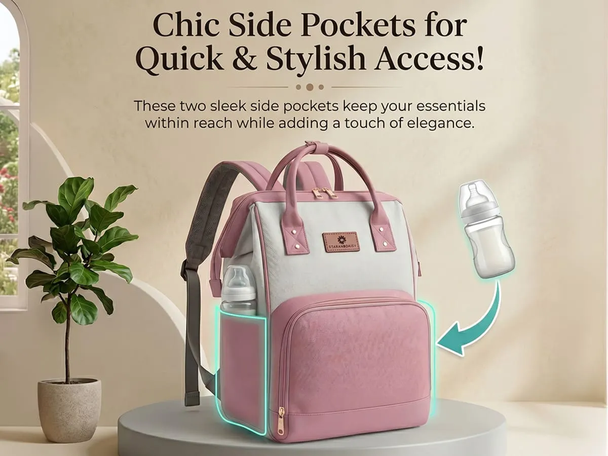 Baby Diaper Bag for Travel with Multi-Compartments, Insulated Bottle Pocket