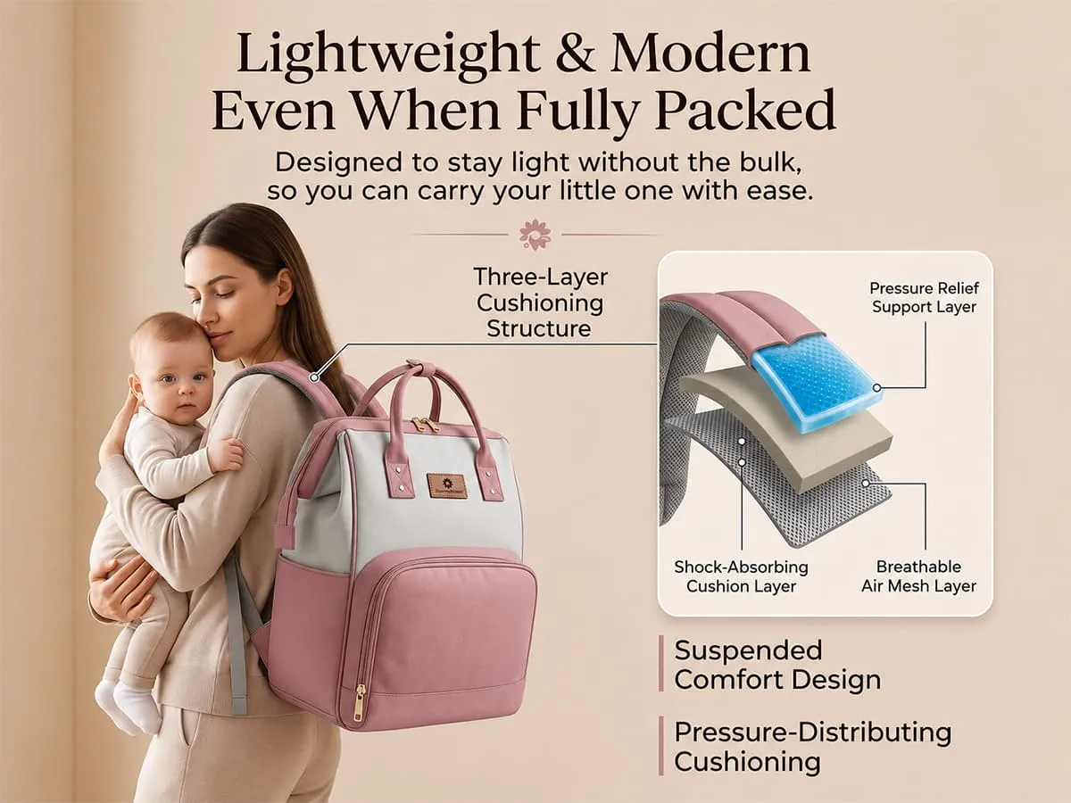 Baby Diaper Bag for Travel with Multi-Compartments, Insulated Bottle Pocket