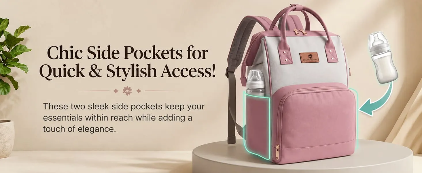 Baby Diaper Bag for Travel with Multi-Compartments, Insulated Bottle Pocket