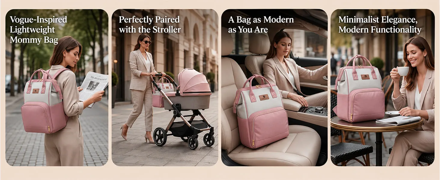 Baby Diaper Bag for Travel with Multi-Compartments, Insulated Bottle Pocket