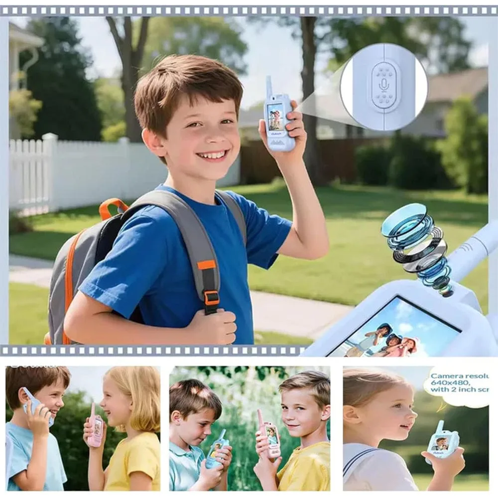 Cubonic Kids Video Walkie Talkies 2-Pack with HD Camera, Screen Display, Voice Changer, Fun Video Filters, Long Range, Rechargeable USB-C.