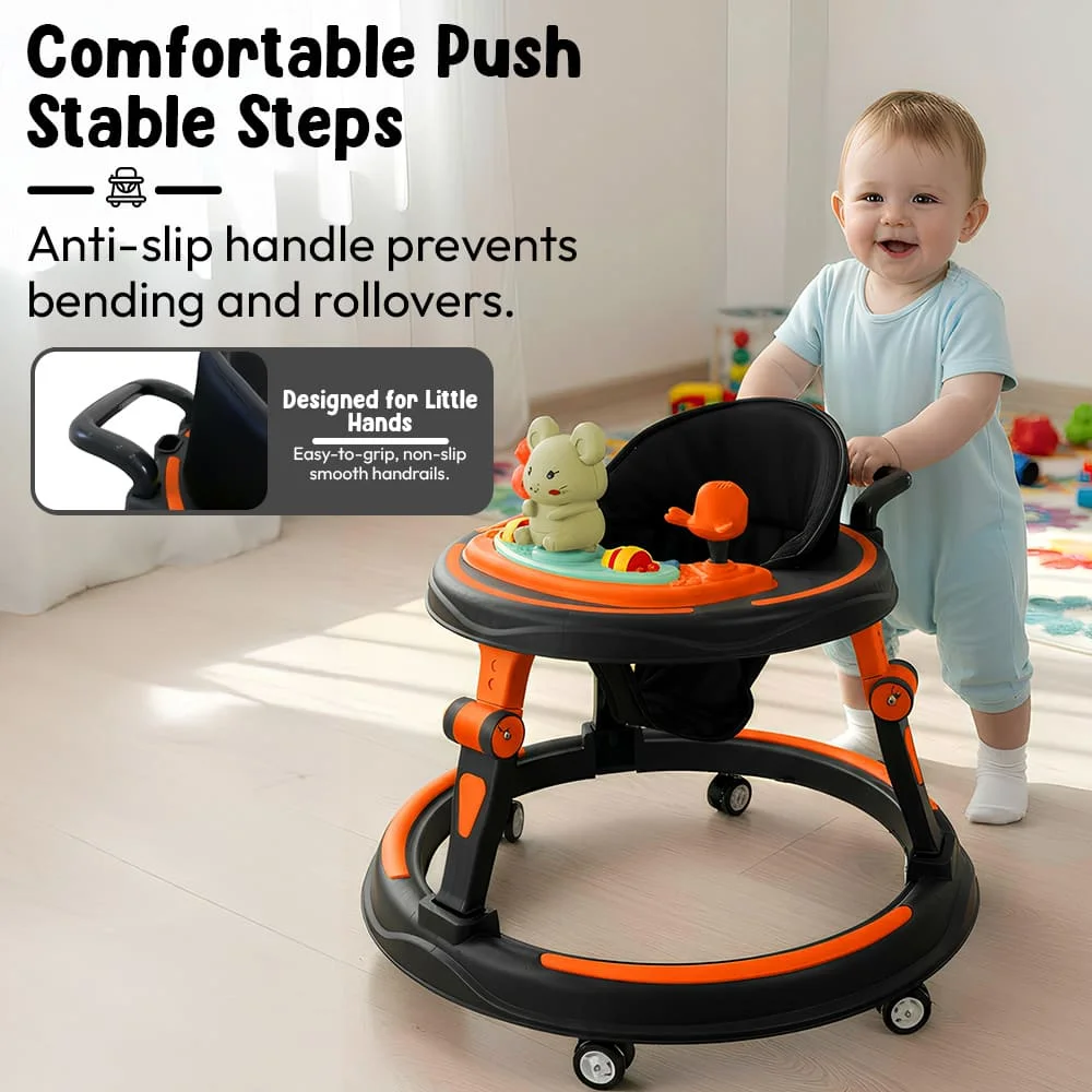 comfortable push stable steps intelligent walker orange