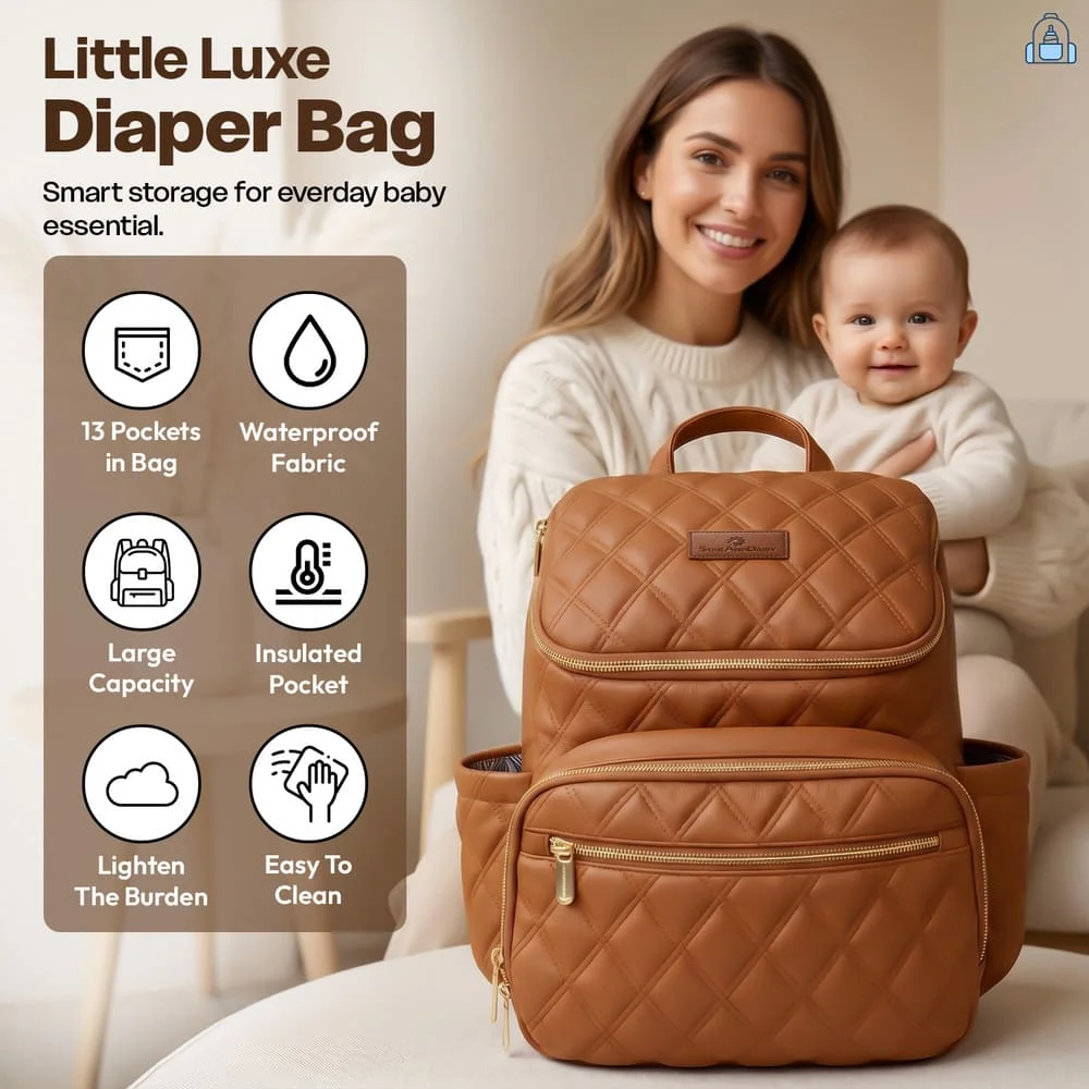 Litttle luxe diaper bag brown
