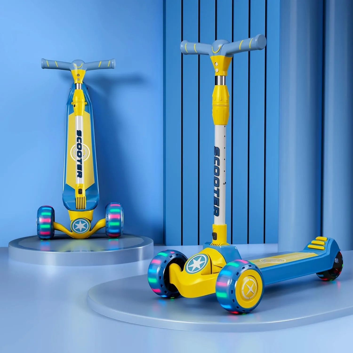kids scooter yellow blue