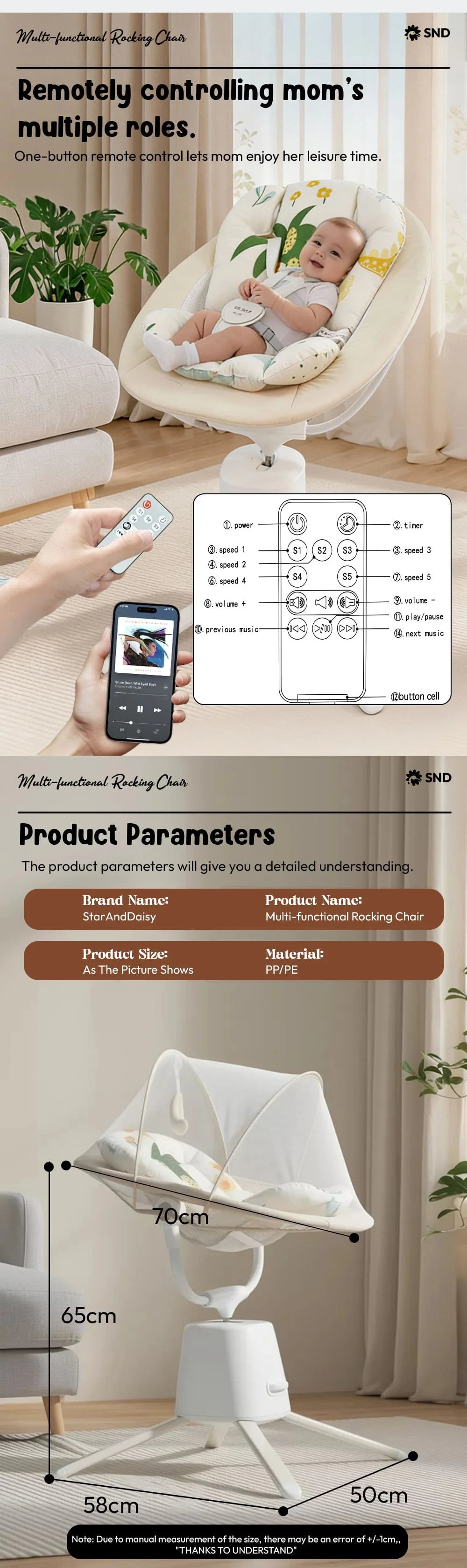 Multifunctional Electric Baby Rocking Chair