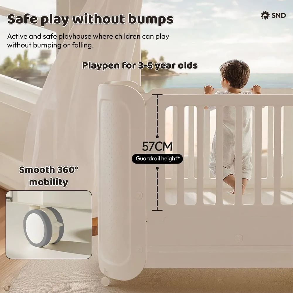 safe play without bump Soft snooz Crib White
