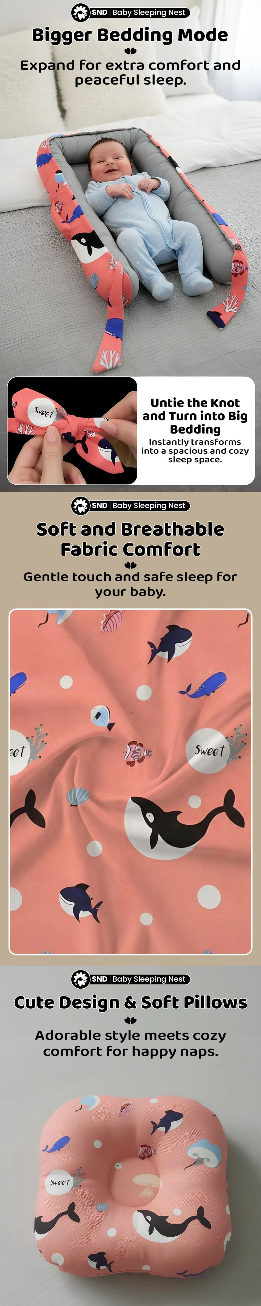 Baby Nest Oval Shark Print