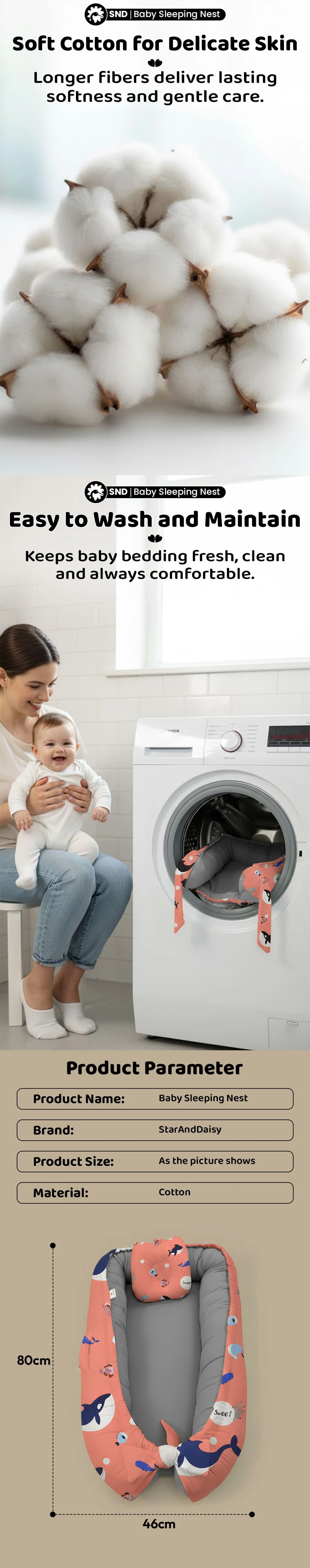 Baby Nest Oval Shark Print